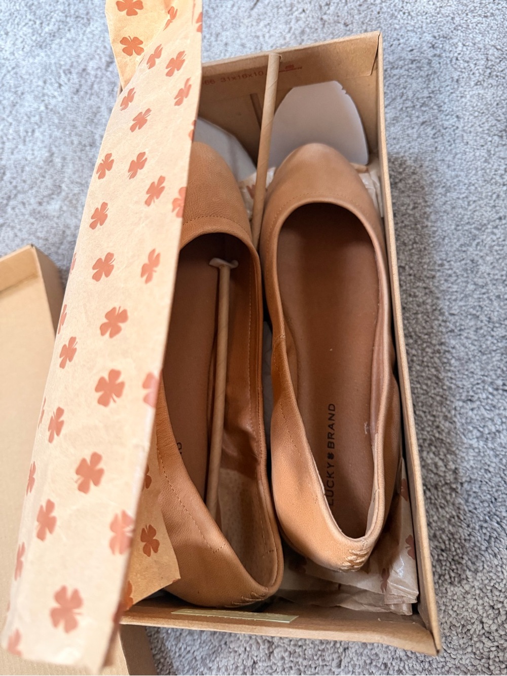NWOT Lucky Brand Wimmie Nubuck Leather Ballet Flats Brown 8.5